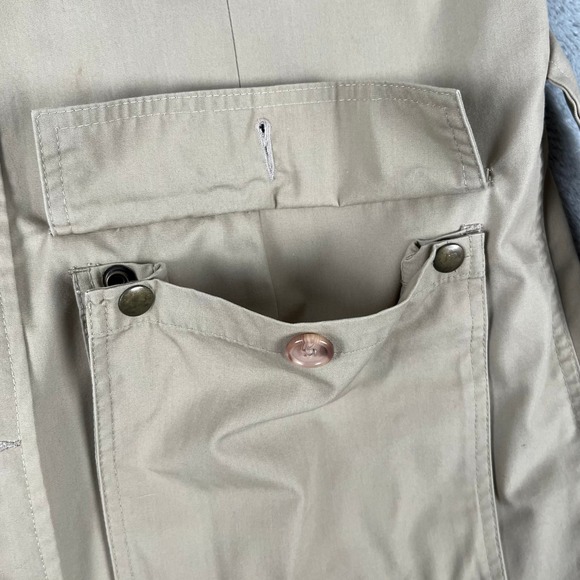 Cabelas 6-086 Hunting Fishing Safari Khaki Beige Belted Field Jacket Medium Vtg - Picture 11 of 12